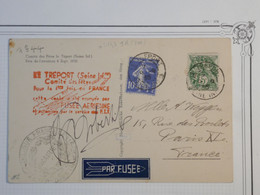 BG14 FRANCE  BELLE CARTE RARE PAR FUSEE AERIENNE  1935+AFFRANCH. PLAISANT - 1927-1959 Covers & Documents