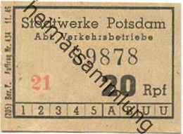 Deutschland - Potsdam - Stadtwerke Potsdam Abt. Verkehrsbetriebe - Fahrschein 20Rpf. 1946 - Europe