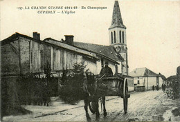 Cuperly * Rue Et L'église Du Village * Attelage * Guerre 14/418 Ww1 - Autres & Non Classés