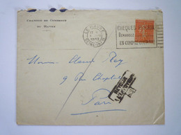 TI - 2022 - 282  Enveloppe Au Départ De LE HAVRE  à Destination De  PARIS  (Semeuse Perforée Chambre De Commerce) 1932 - Cartas