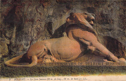 CPA FRANCE - 90 - BELFORT - Le Lion De Bartholdi - LL - Colorisé - Oblitérée Gare De Petite Croix 1910 - Belfort – Le Lion