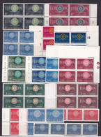 1960 EUROPA CEPT EUROPE  ANNATA In Quartina Block Of 4 YEAR 20 Paesi (36 Valori) MNH** RUOTA - WHEEL - Full Years