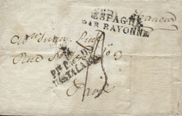 D.P. 1. 1822. Carta De Madrid A París. 2 Cortes Paralelos De Desinfección Y Manchas De Vinagre. - Nuovi