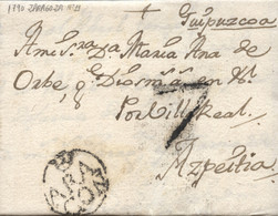 D.P. 4. 1791. Carta De Zaragoza A Azpeitía. Marca Nº 11N Y Porteo 7. - ...-1850 Prefilatelia