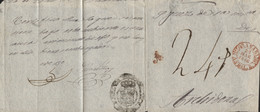 D.P. 25. 1846. Frontal De Plica Circulada De Granada A Archidona. Fechador Baeza En Rojo Y A De Abono. - ...-1850 Prefilatelia