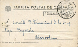 Tarjeta Postal De Campaña Dirigida Al Comité Internacional De La Cruz Roja De Barcelona, Desde Base Turia 3 - Republikeinse Censuur