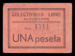 España Billete Local Guerra Civil Alcubierre Huesca 1 Peseta 1937 BC+ F+ - Other & Unclassified