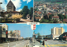 Switzerland Postcard Uster Multi View Coat Of Arms - Uster