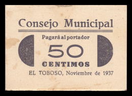 España Billete Local Guerra Civil El Toboso Toledo 50 Céntimos 1937 EBC+ XF+ - Altri & Non Classificati