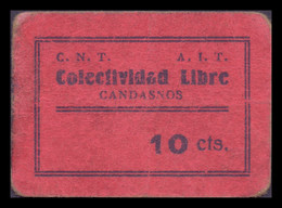 España Billete Local Guerra Civil Candasnos Huesca 10 Céntimos 1936-1937 MBC VF - Other & Unclassified