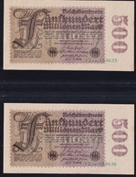 2x 500 Millionen Mark 1.9.1923 - FZ AB Mit Laufender KN (DEU-125a) - 500 Millionen Mark