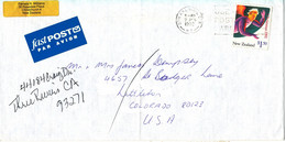 New Zealand Cover Sent Air Mail To USA 7-1-1992 Single Franked The Flap On The Backside Of The Cover Is Missing - Cartas & Documentos