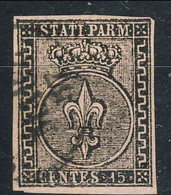 Parma 1852 SA N. 3 C. 15 Rosa, Usato, Ottimi Margini, 1° Scelta, Fdue Timbri Di Garanzia Cat. € 220 - Parme