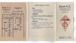 VP20.754 - 1947 - Petit Document Publicitaire Et Commercial ¨ JOUETS G.L. ¨ à BONNEVILLE ( Haute - Savoie ) - Publicités