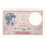 France, 5 Francs, Violet, 1939, X.60416, SUP, Fayette:4.5, KM:83 - 5 F 1917-1940 ''Violet''