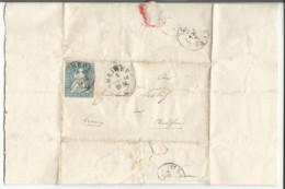 Petite Lettre Suisse, Timbre 5 Ct Non Dentelé, Rheineck SG - Teufen AR (5.7.1858) Format 19-13 - Storia Postale