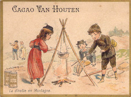 Chromo Bon-point Pour Le Cacao Van Houten Illustration D'une Dinette En Montagne - Van Houten