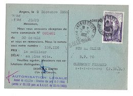 ANGERS Carte Postale Commerciale Ets Desnos Martin 12 F Quimper Yv 979 Ob ANGERS DOUTRE Ob 1955 - Covers & Documents