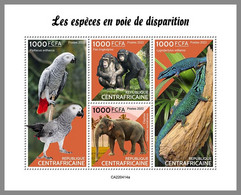 CENTRALAFRICA 2022 MNH Monkeys Affen Schimpanzen Singes Endangered Species M/S - OFFICIAL ISSUE - DHQ2241 - Chimpancés