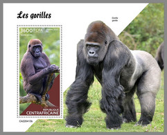 CENTRALAFRICA 2022 MNH Gorillas Gorilles S/S - OFFICIAL ISSUE - DHQ2241 - Gorillas