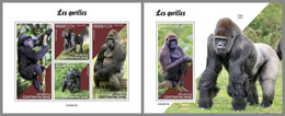 CENTRALAFRICA 2022 MNH Gorillas Gorilles M/S+S/S - OFFICIAL ISSUE - DHQ2241 - Gorilla