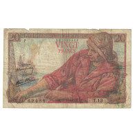 France, 20 Francs, Pêcheur, 1942, T.13, B+, Fayette:13.1, KM:100a - 20 F 1942-1950 ''Pêcheur''