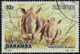 Zaïre 1984 Oblitéré Used Parc De La Garamba Ceratotherium Simum Rhinocéros Blancs Y&T CD 1149 SU - Usados