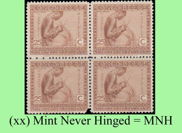 1923 ** BELGIAN CONGO / CONGO BELGE = COB 110 MNH BROWN BASKET MAKING VLOORS -1-  : BLOC OF -4- STAMPS WITH ORIGINAL GUM - Blocks & Sheetlets