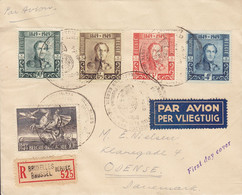 Belgium Par Avion Per Vliegtuig Registered Recommandé Labels BRUXELLES 1949 FDC Cover Premier Jour Lettre ODENSE Denmark - ....-1951