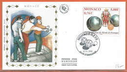 SPORT PETANQUE MONACO LETTRE FDC DE 2001 - Bowls