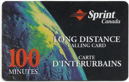 Canada - Sprint - Long Distance, Globe, Remote Mem. 100Min, 05.1994, Used - Canada