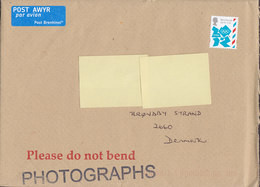 Great Britain POST AWYR Par Avion Post Brenhinol Label 2012 Cover BRØNDBY STRAND Denmark London Olympics Stamp - Lettres & Documents