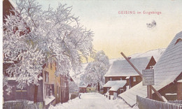 ALLEMAGNE.CPA COULEUR. GEISING.   IM  ERZGEBIRGE. ENTREE DU CAMP SOUS LA NEIGE - Geising