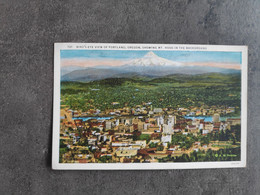 ED WESLEY CARTE POSTALE POSTCARD PORTLAND OREGON BIRD'S EYE VIEW MT HOOD ANNEES 30/40 TBE - Portland