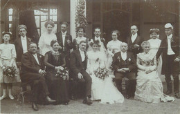 Real Photo Wedding Party Social History Bride Hat Traditions Elegance - Noces