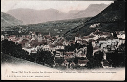 Ansichtskarte: Imprimé. Chur / Coire Lieu Du Canton Des Grisons, Cathédrale ( XII. Siècle ) Excursjons De Montagnes - Coira