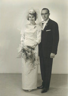 Real Photo Wedding Bouquet Elegance Family Veil Joy 1965 Ingrid Und Helmut - Noces