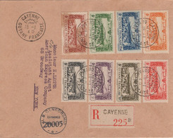 French Guiana 1945 Registered Censored Cover To USA Franked C1-C8 - Cartas
