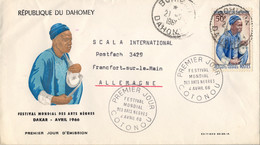 1966 DAHOMEY , SOBRE DE PRIMER DIA , FESTIVAL MONDIAL DES ARTS NÉGRES DAKAR - Altri - Africa