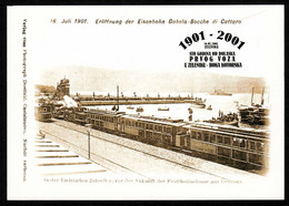 Montenegro 2001 Railways Arrival Of The First Train In Zelenika RARE Postmark Reprinted Postcard - Montenegro