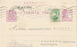 Espagne Entier Postal Valencia Pour L'Allemagne 1934 - 1931-....