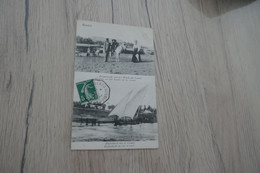 CPA .Egypte Suez Double Vue Bords Canal Dahabich Cachet Ligne Maritime Marseille à La Réunion 1915 - Sues