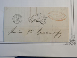 BG16 FRANCE BELLE LETTRE 1850 TOURNON A  LYON  +TAXE 25 +C. ROUGE RR+AFFRANCH. INTERESSANT - 1801-1848: Précurseurs XIX