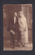 Carte Photo Genealogie Mariage Samuel Et Marie Honigbaum De Metz  En 1924 ( Couple Mariés Robe 53511) - Genealogy