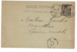 MONTARGIS Loiret Carte Postale Entier 10c Sage Yv 89-CP4 Mill 446 Ob 1895 - Standaardpostkaarten En TSC (Voor 1995)
