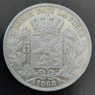 Belgium 1868 - 5 Fr. Zilver - Leopold II - Morin 155 - Pr/SUP - 5 Frank