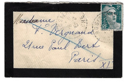 ROSIERES Manche Enveloppe Carte De Visite DEUIL  Mignonnette 2 F Gandon Turquoise Yv 713 Ob 26 6 1945 - Storia Postale