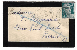 ROSIERES Manche Enveloppe Carte De Visite DEUIL  Mignonnette 2 F Gandon Turquoise Yv 713 Ob 26 6 1945 - Brieven En Documenten