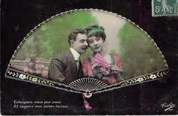CPA COUPLES - Photo De Couple Dans Un éventaille Colorisé - Couples