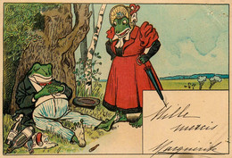 Grenouilles Humanisées * CPA Illustrateur Art Nouveau Jugendstil * Grenouille Frog Frogs * 1902 - Andere & Zonder Classificatie